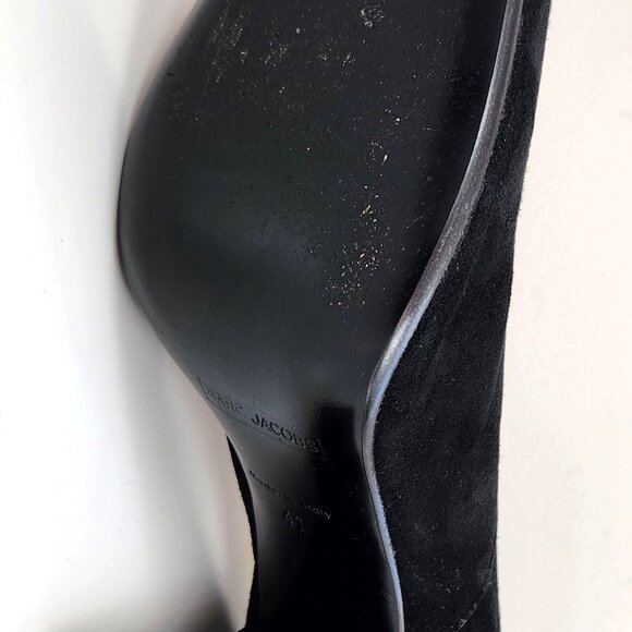 MARC JACOBS Suede Black Booties Made In Italy Size 41 Euro / US 11 Shoes Heels - Picture 10 of 16